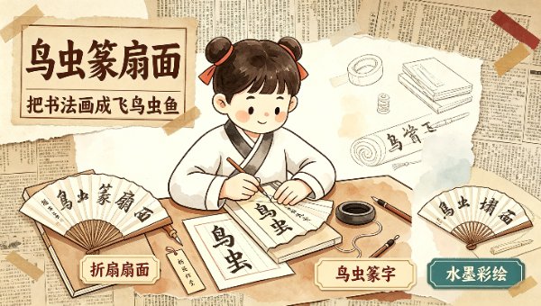 鸟虫篆扇面